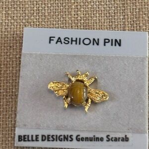 Vintage Bee With Scarab Pin Belle Designs Brand